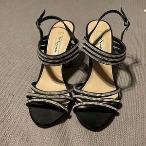 Black straps heels with bling